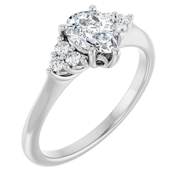 14K White Gold 1.23 CTW Pear Three Stone Cluster Lab Grown Diamond Engagement Ring