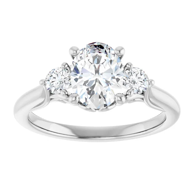 14K White Gold 1.24 CTW Oval Three Stone Diamond Engagement Ring