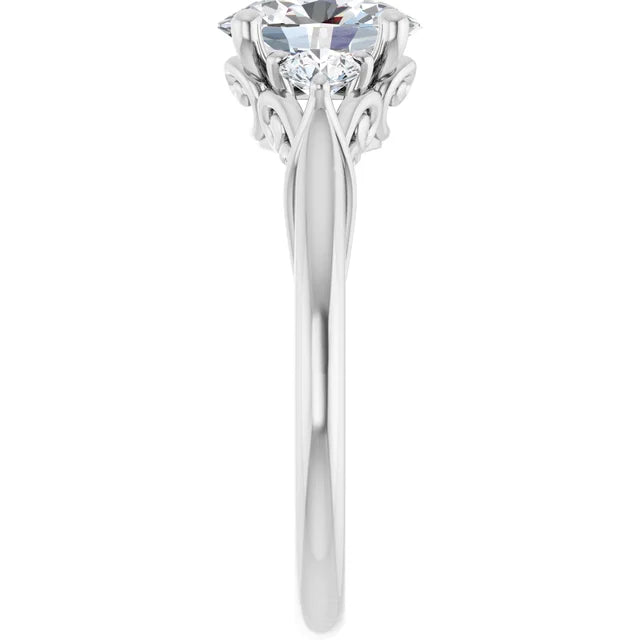14K White Gold 1.24 CTW Oval Three Stone Diamond Engagement Ring