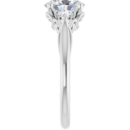 14K White Gold 1.24 CTW Oval Three Stone Diamond Engagement Ring