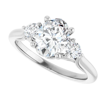 14K White Gold 1.24 CTW Oval Three Stone Diamond Engagement Ring