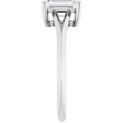 14K White Gold 1.03 CTW Emerald Classic Solitaire Diamond Engagement Ring