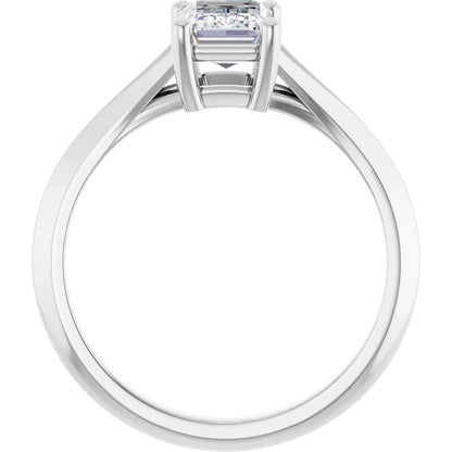 14K White Gold 1.03 CTW Emerald Classic Solitaire Diamond Engagement Ring