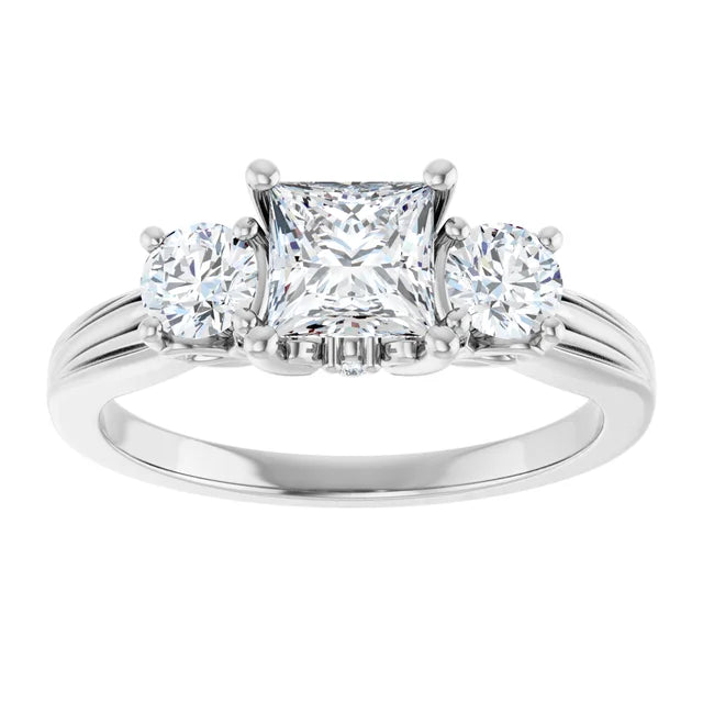 14K White Gold 1.25 CTW Princess Three-Stone Diamond Engagement Ring