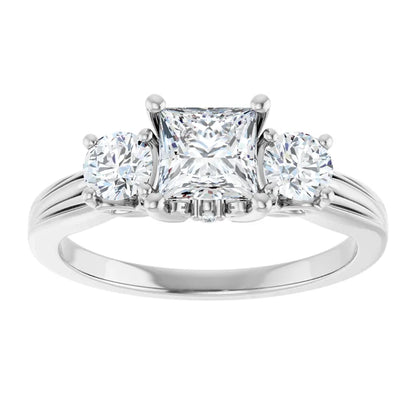 14K White Gold 1.25 CTW Princess Three-Stone Diamond Engagement Ring