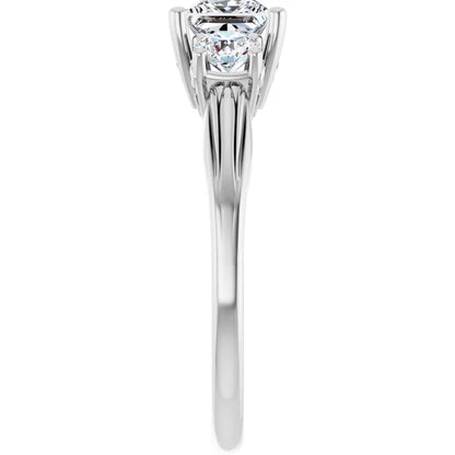 14K White Gold 1.25 CTW Princess Three-Stone Diamond Engagement Ring
