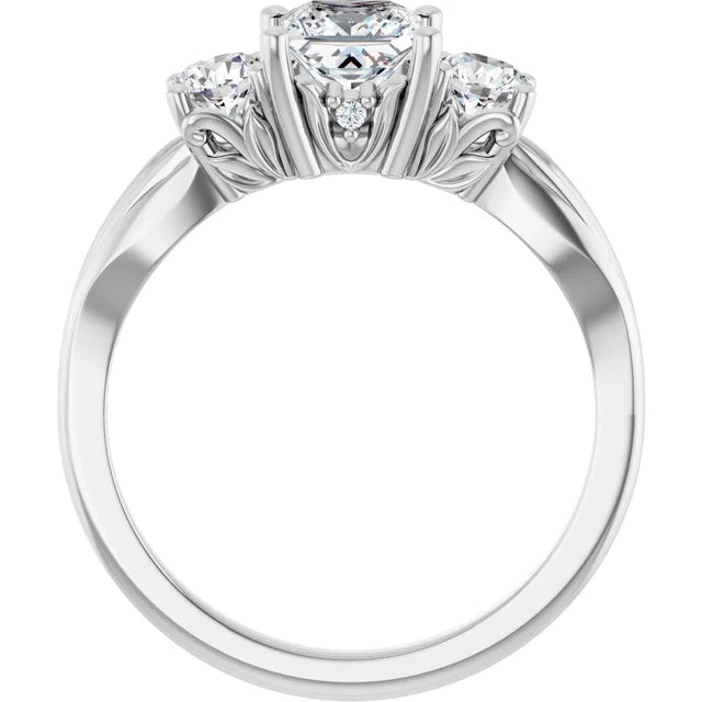 14K White Gold 1.25 CTW Princess Three-Stone Diamond Engagement Ring