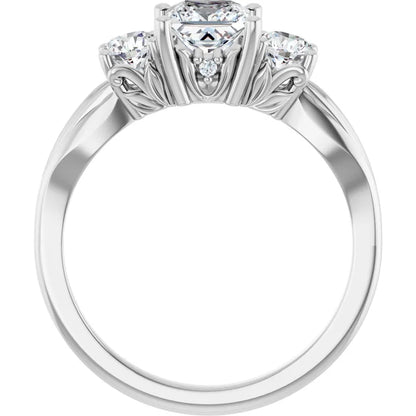 14K White Gold 1.25 CTW Princess Three-Stone Diamond Engagement Ring