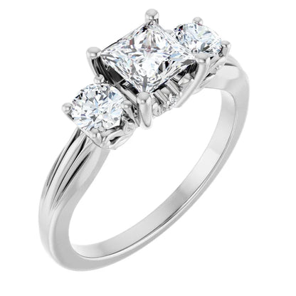 14K White Gold 1.25 CTW Princess Three-Stone Diamond Engagement Ring