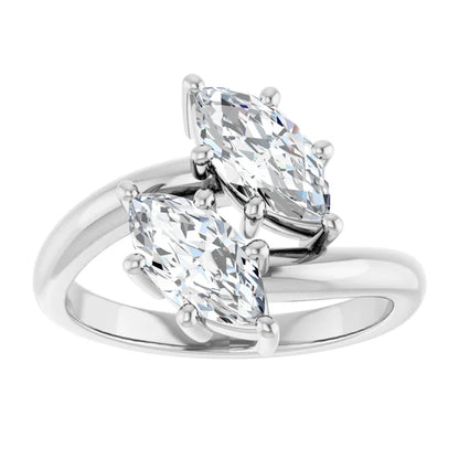 14K White Gold 1.26 CTW Marquise Toi et Moi Lab Grown Diamond Engagement Ring