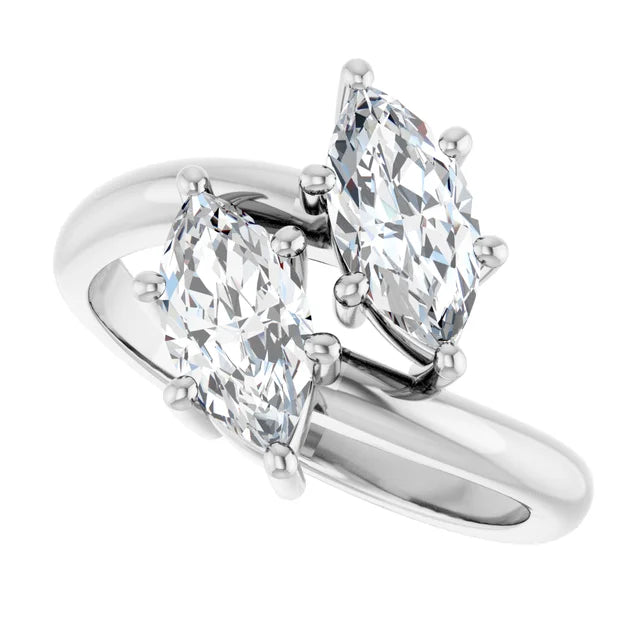14K White Gold 1.26 CTW Marquise Toi et Moi Lab Grown Diamond Engagement Ring