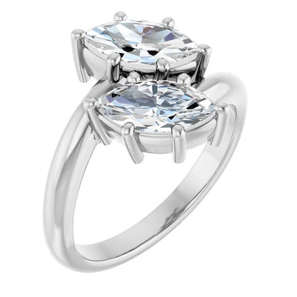 14K White Gold 1.26 CTW Marquise Toi et Moi Lab Grown Diamond Engagement Ring