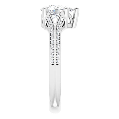 14K White Gold 1.27 CTW Pear Solitaire Pavé Lab Grown Diamond Engagement Ring