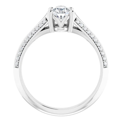 14K White Gold 1.27 CTW Pear Solitaire Pavé Lab Grown Diamond Engagement Ring