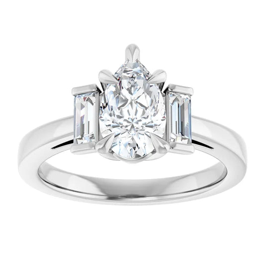 14K White Gold 1.27 CTW Pear Three Stone Lab Grown Diamond Engagement Ring