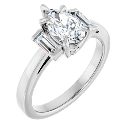 14K White Gold 1.27 CTW Pear Three Stone Lab Grown Diamond Engagement Ring