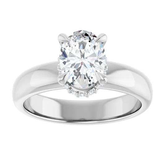 14K White Gold 1.30 CTW Oval Hidden Halo Diamond Engagement Ring