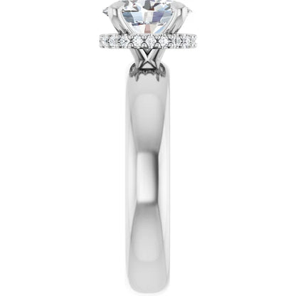 14K White Gold 1.30 CTW Oval Hidden Halo Diamond Engagement Ring