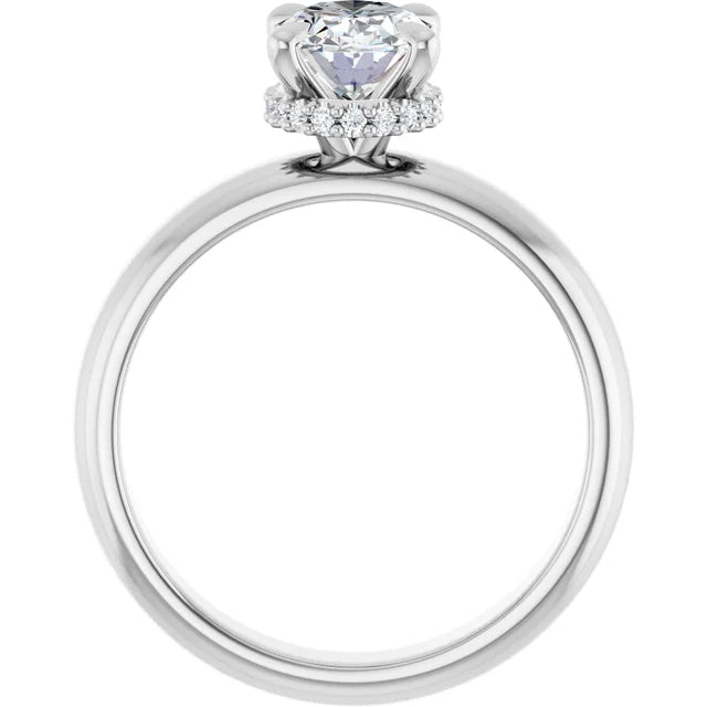14K White Gold 1.30 CTW Oval Hidden Halo Diamond Engagement Ring
