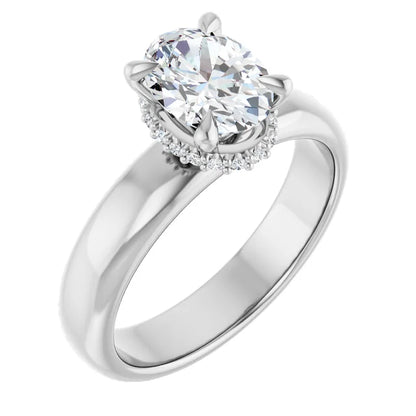 14K White Gold 1.30 CTW Oval Hidden Halo Diamond Engagement Ring