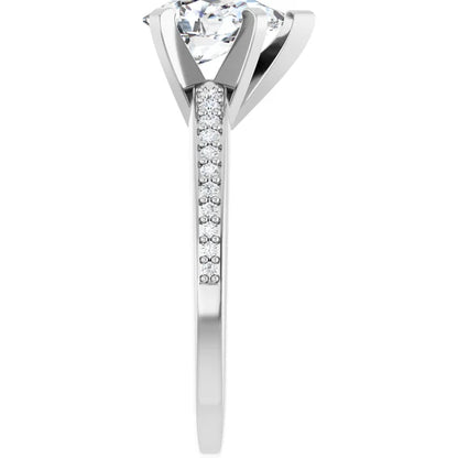 14K White Gold 1.30 CTW Pear Solitaire Pavé Lab Grown Diamond Engagement Ring