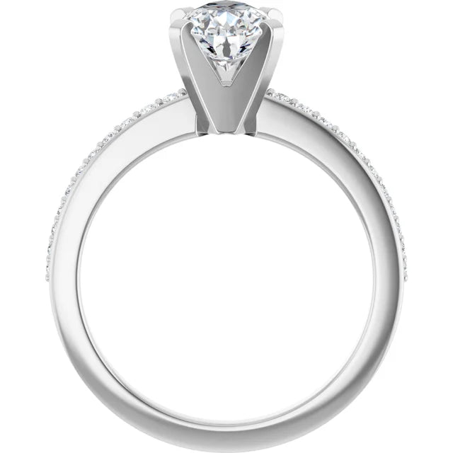 14K White Gold 1.30 CTW Pear Solitaire Pavé Lab Grown Diamond Engagement Ring