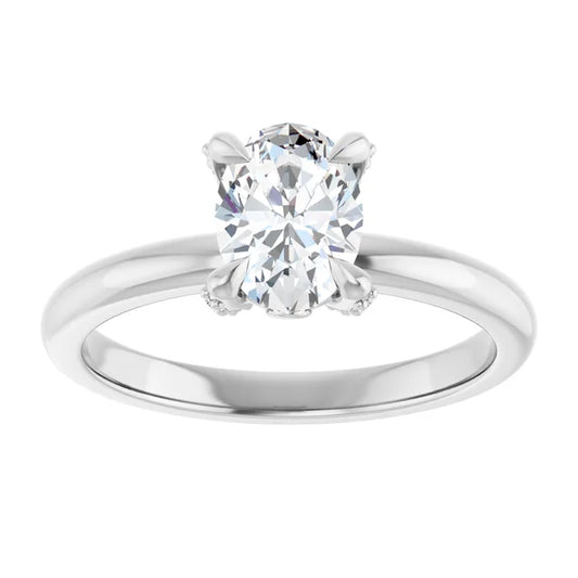 14K White Gold 1.32 CTW Oval Solitaire Pavé Lab Grown Diamond Engagement Ring