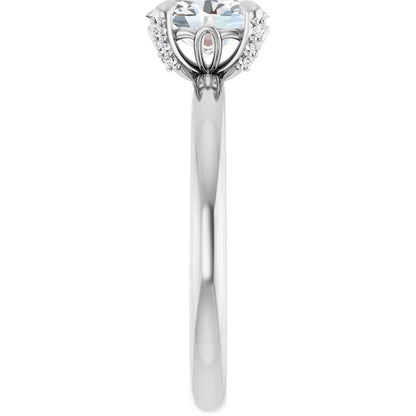 14K White Gold 1.32 CTW Oval Solitaire Pavé Lab Grown Diamond Engagement Ring-diamondnetjewellery