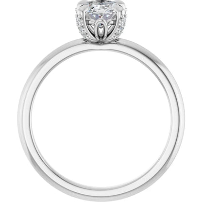 14K White Gold 1.32 CTW Oval Solitaire Pavé Lab Grown Diamond Engagement Ring-diamondnetjewellery