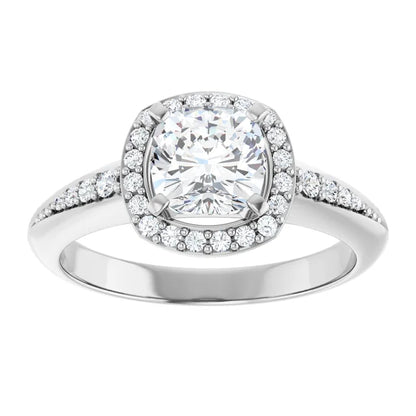 14K White Gold 1.33 CTW Cushion Classic Halo Diamond Engagement Ring