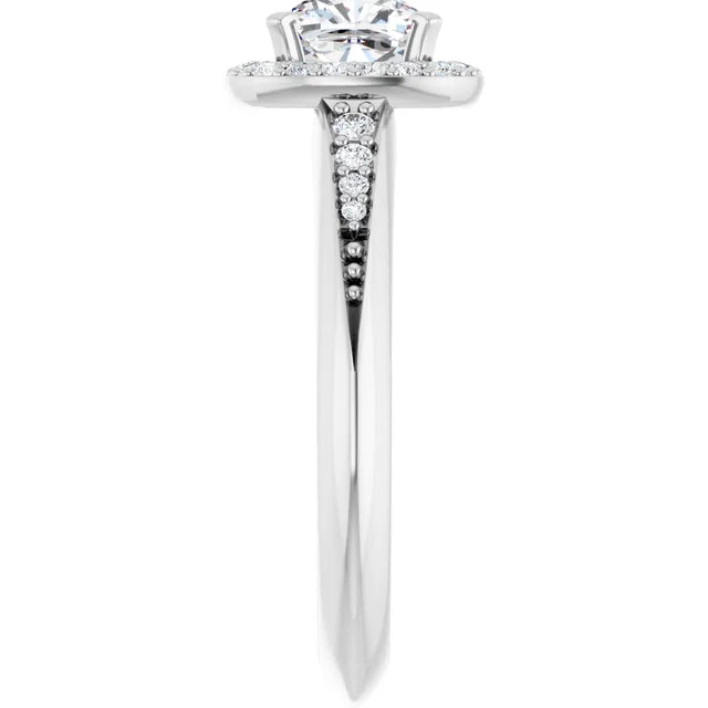14K White Gold 1.33 CTW Cushion Classic Halo Diamond Engagement Ring