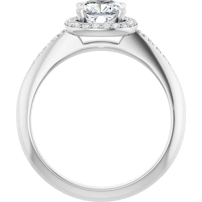 14K White Gold 1.33 CTW Cushion Classic Halo Diamond Engagement Ring