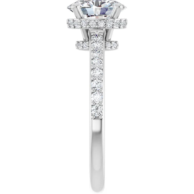 14K White Gold 1.33 CTW Oval Hidden Halo Diamond Engagement Ring