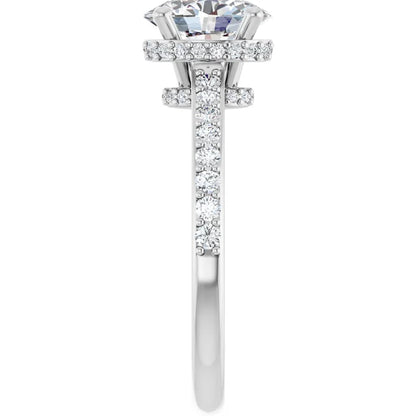 14K White Gold 1.33 CTW Oval Hidden Halo Diamond Engagement Ring