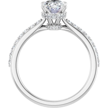 14K White Gold 1.33 CTW Oval Hidden Halo Diamond Engagement Ring