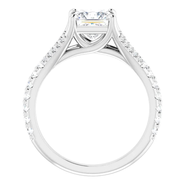 14K White Gold 1.34 CTW Princess Split Shank Pavé Lab Grown Diamond Engagement Ring