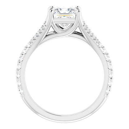 14K White Gold 1.34 CTW Princess Split Shank Pavé Lab Grown Diamond Engagement Ring