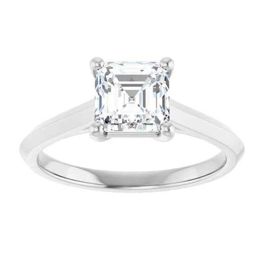 14K White Gold 1.36 CTW Asscher Solitaire Cathedral Lab Grown Diamond Engagement Ring