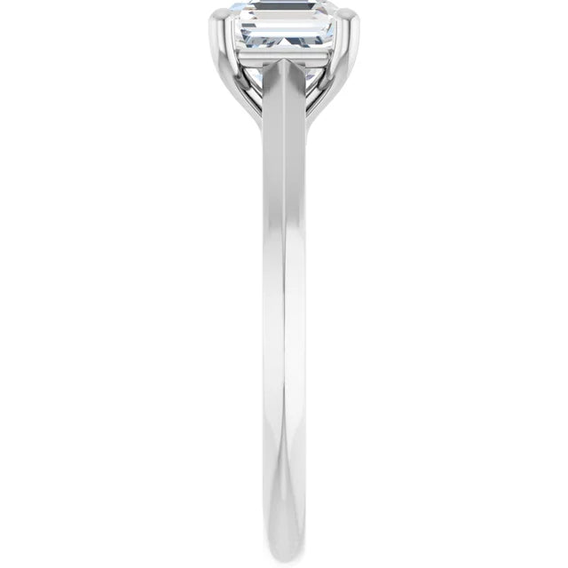 14K White Gold 1.36 CTW Asscher Solitaire Cathedral Lab Grown Diamond Engagement Ring