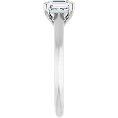 14K White Gold 1.36 CTW Asscher Solitaire Cathedral Lab Grown Diamond Engagement Ring