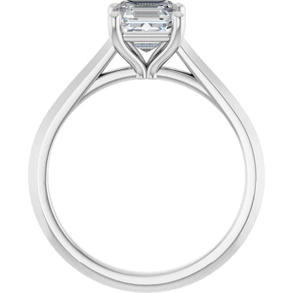 14K White Gold 1.36 CTW Asscher Solitaire Cathedral Lab Grown Diamond Engagement Ring