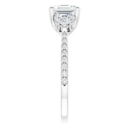 14K White Gold 1.39 CTW Asscher Accented Diamond Engagement Ring