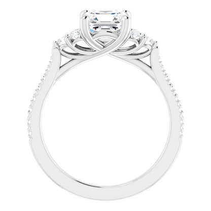 14K White Gold 1.39 CTW Asscher Accented Diamond Engagement Ring