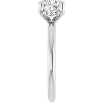 14K White Gold 1.40 CTW Cushion Solitaire Pavé Lab Grown Diamond Engagement Ring