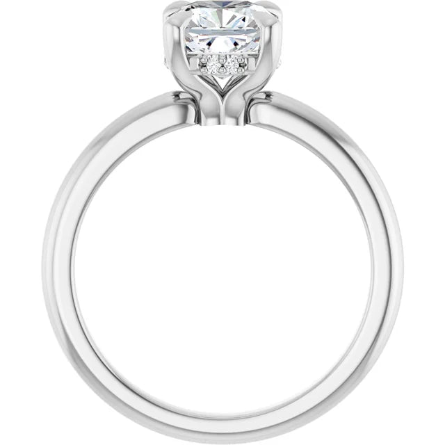 14K White Gold 1.40 CTW Cushion Solitaire Pavé Lab Grown Diamond Engagement Ring