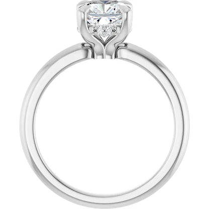 14K White Gold 1.40 CTW Cushion Solitaire Pavé Lab Grown Diamond Engagement Ring