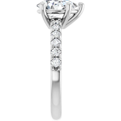 14K White Gold 1.41 CTW Pear Solitaire Pavé Lab Grown Diamond Engagement Ring