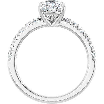 14K White Gold 1.41 CTW Pear Solitaire Pavé Lab Grown Diamond Engagement Ring
