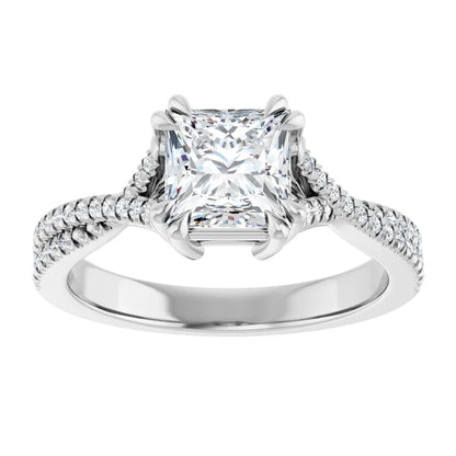 14K White Gold 1.41 CTW Princess Claw Prong Twisted Solitaire Diamond Engagement Ring