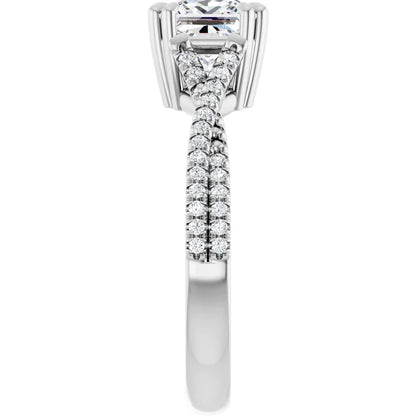 14K White Gold 1.41 CTW Princess Claw Prong Twisted Solitaire Diamond Engagement Ring